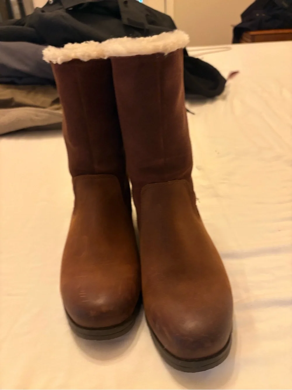 Sorel Brown Suede Faux-Fur Lined Mid-Calf Zip Boots